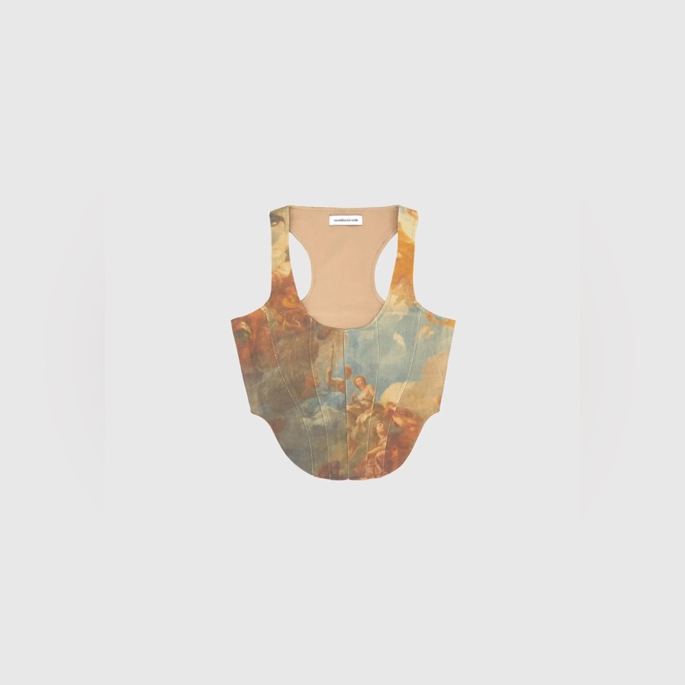 Manière De Voir Art Corset Top & Mid Rise Art Cargo Pants With Tassels Set - Picture 4 of 11